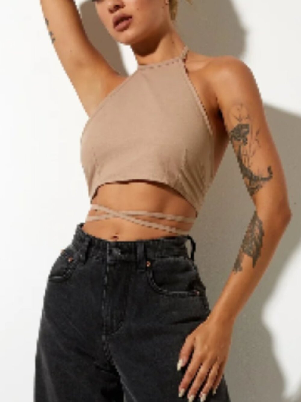 Motel Rocks Wu Top in Rami Biscuit Small - Picture 2 of 8